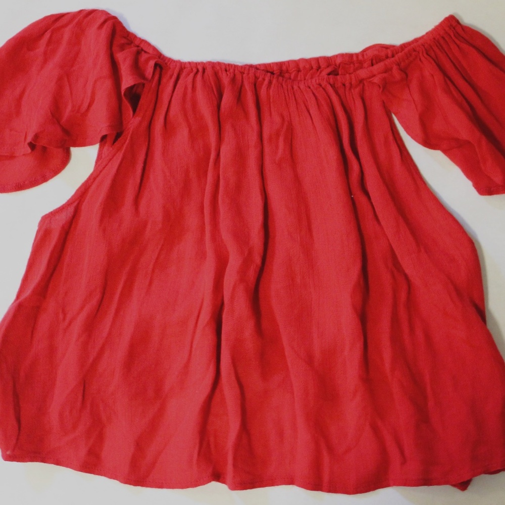Red MANGO off the shoulder shirt